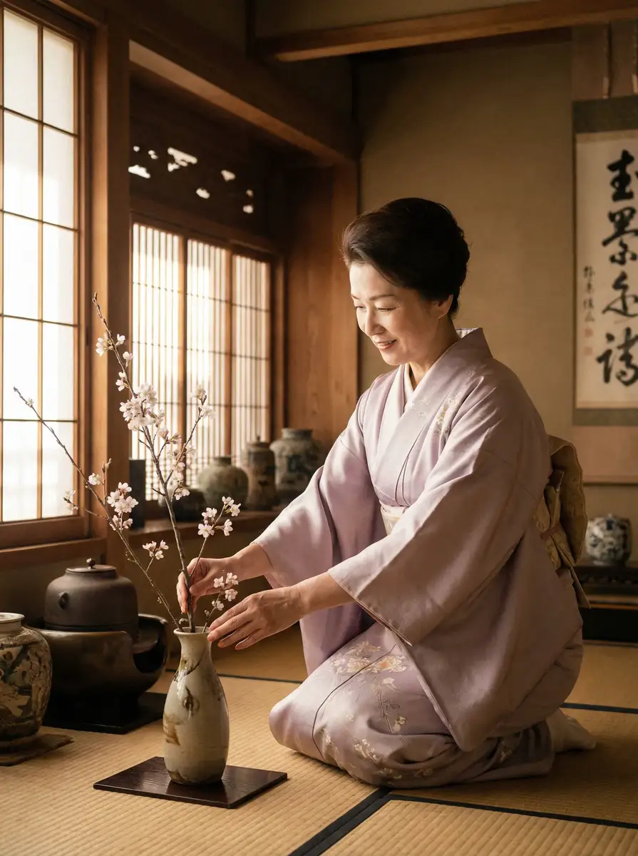 一位优雅的 萝莉岛官网入口~萝莉岛最新地址_热门萝莉岛资源大全 在和室中插花